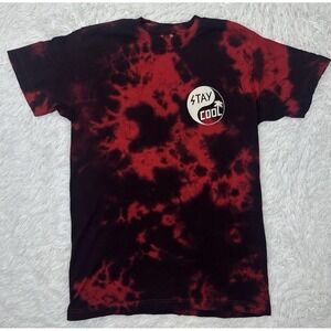 Happy Hour Shades Tie-Dye Graphic T-Shirt Cool Black Red Size M Logo 100% Cotton